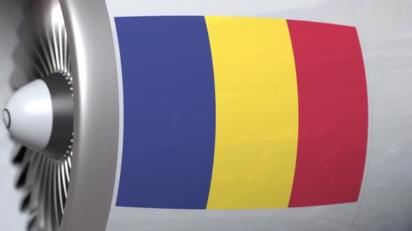 Airplane Engine with Flag of Romania alt