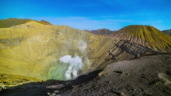 Active Volcano Crater Bromo. East Java, Indonesia