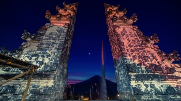 Sunset Into Night At The Gates Of Pura Penataran Agung Lempuyang Temple