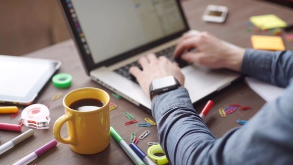 Business Presentation Meeting On Office Table With Laptop Computer alt