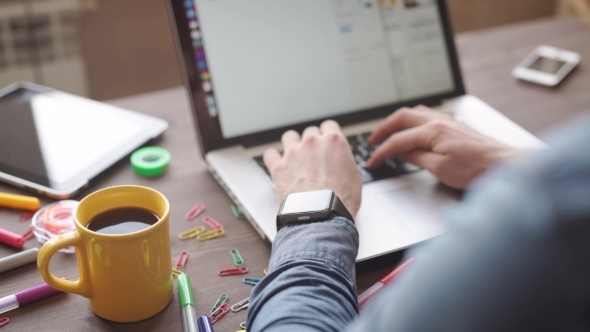 Business Presentation Meeting On Office Table With Laptop Computer alt
