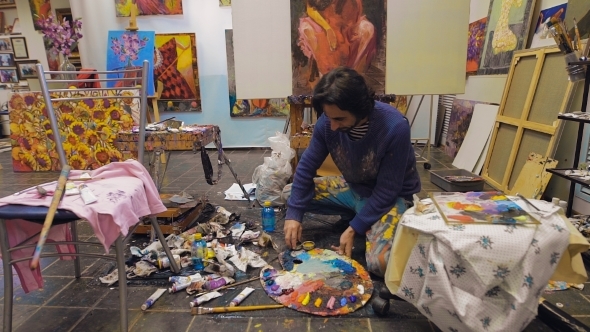 The Artist Works With a Palette. Workshop