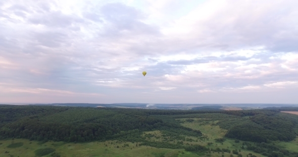 Air Balloons Flying Over Valleys In Ukraine