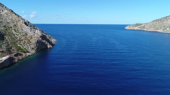 Kamares village and beach on Sifnos island in the cyclades in Greece aerial view