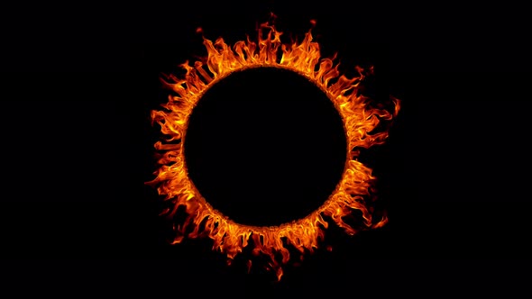 Fire Circle in Super Slow Motion Isolated on Black Background alt