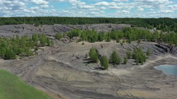 Flying over the lake in the abandoned clay quarry.