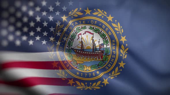 New Hampshire State Usa Mixed Flag Front HD