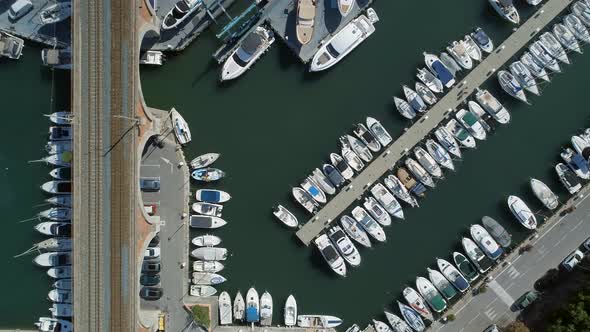 Bird's Eye View of a Yacht and Boat Marina