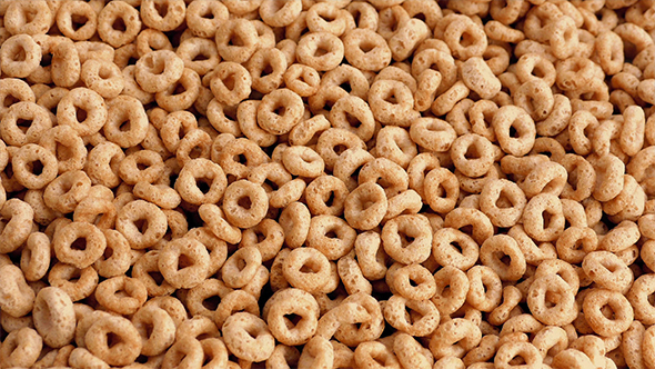 Golden Cereal Hoops Rotating