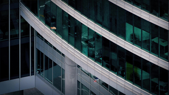 Reflections Of Cars Passing In Office Building