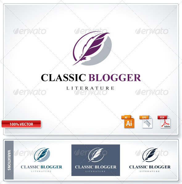 Classic Literature Blog logo template