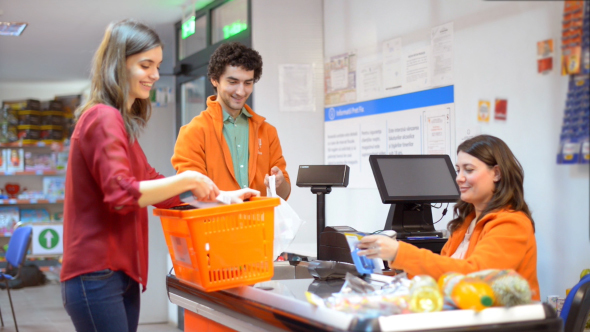 Customer in Line at Checkout