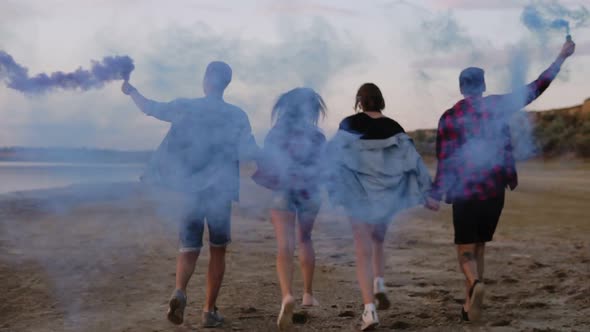 Four Friends in Casual Clothes Having Fun Together