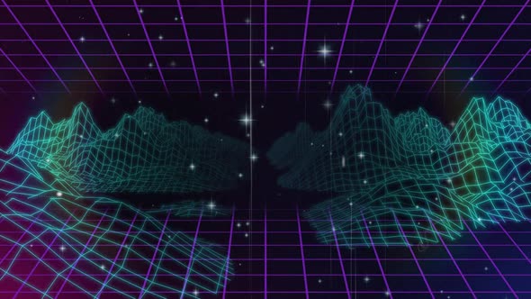 Animation of 3d topographic map with white glowing star alt