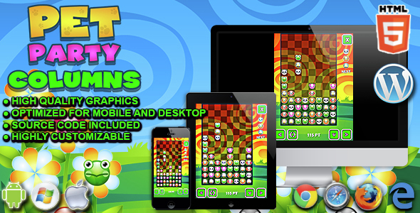 Pet Party Columns - HTML5 Matching Game