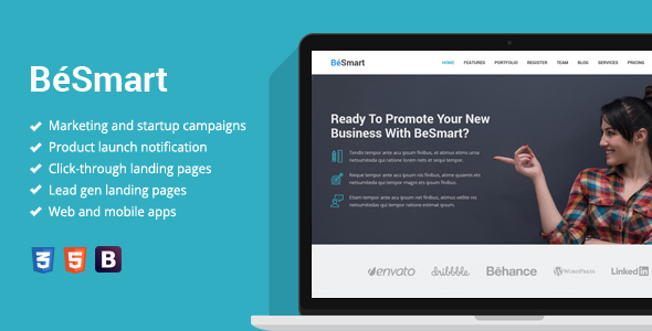 BeSmart - Startup Landing Page Template