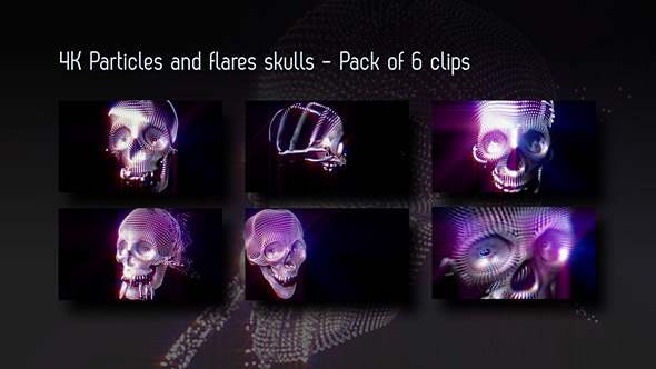 Particles And Flares Skulls Backgrounds - Pack Of 6 Videos