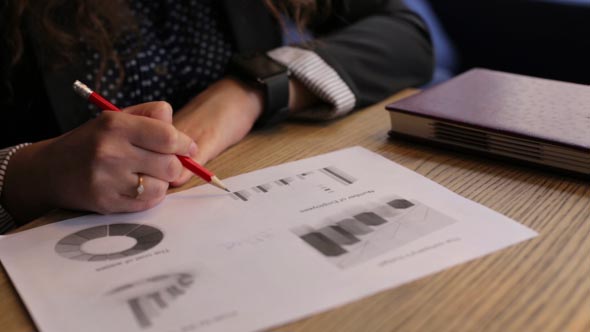 Business Woman Studying Charts