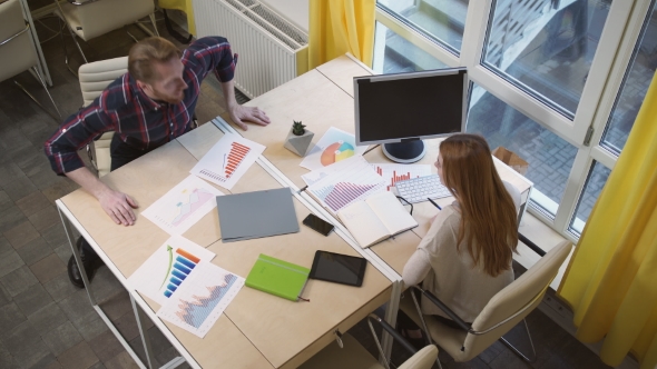 Workers In The Open Space, Exchange Information. alt