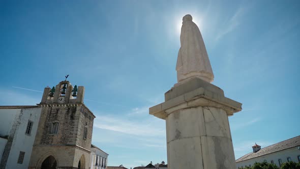 Panoramic Shot in the Old Town of Faro Near the Church of St