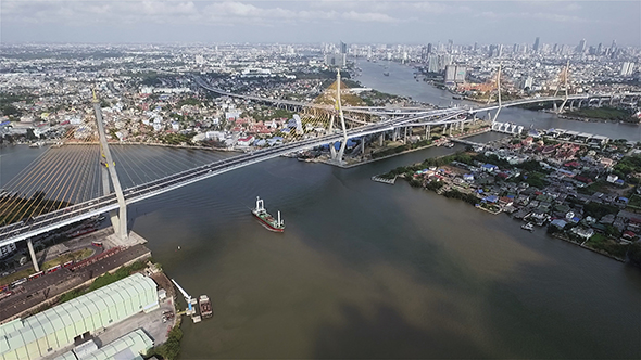 Aerial View of Bangkok and the Chao Phraya River 04