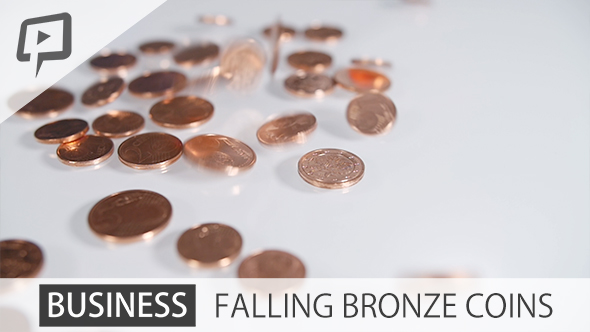 Money falling Bronze Euro Coins