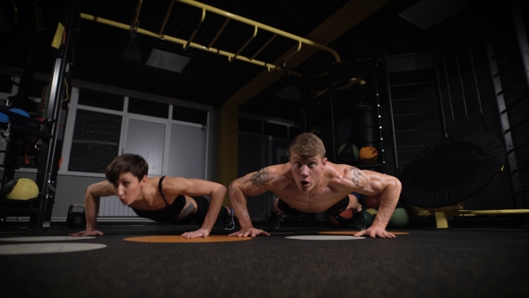 Girls Against Boys Gym Man And Woman Push-up Strength  alt