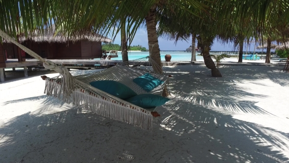 Hammock Between Palm Trees On Tropical Beach 3