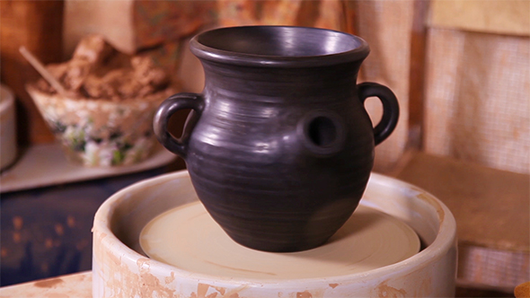 Potter's Pot Rotating on a Spinning Wheel