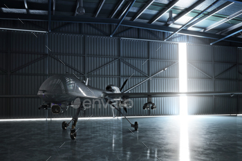 g a military mission in a hanger. 3d model scene.