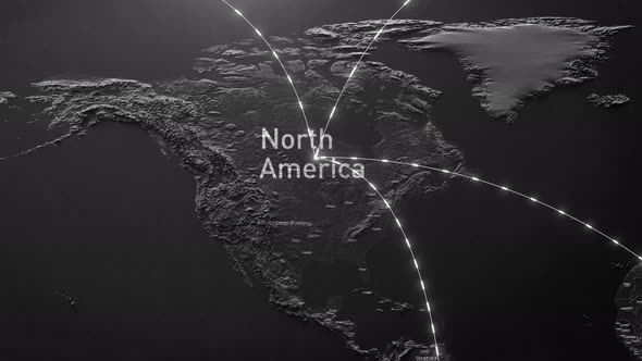 Abstract Cinematic Info Land Map North America Connect Network