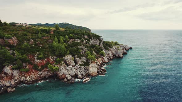 Marvelous Aerial View of Kassandra Cliffs Near Paliouri Greece