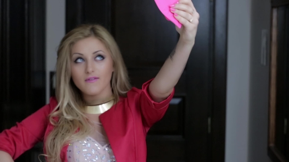 Blonde In Pink Takes Pictures Of Herself alt