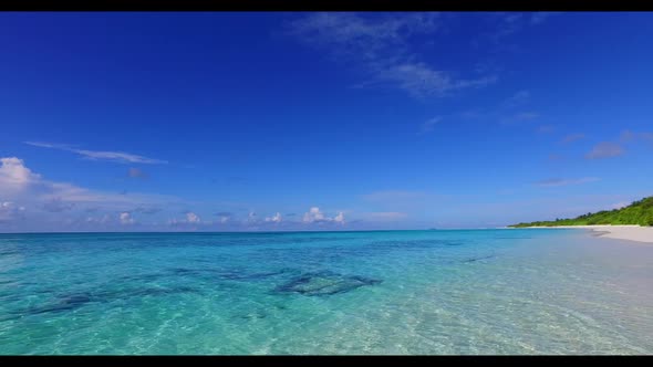 Aerial view nature of paradise seashore beach trip by blue lagoon with white sand background of a da