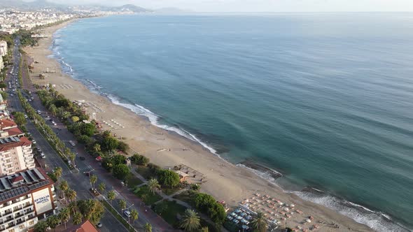 Aerial View of the Beach at the Seaside Resort Town. Turkey