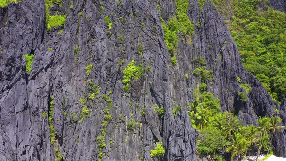 Rocky Mountain and Cliffs in Secret Beach Lagoon One of the Most Tourist Populat Place in Miniloc