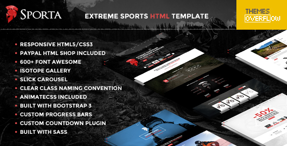 Sporta - Extreme Sports, Manufacture HTML Template