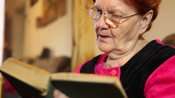 Elderly Woman Reading a Book 
