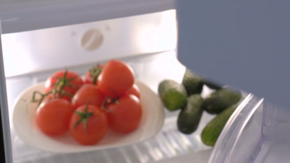 Refrigerator With Fruits And Vegetables