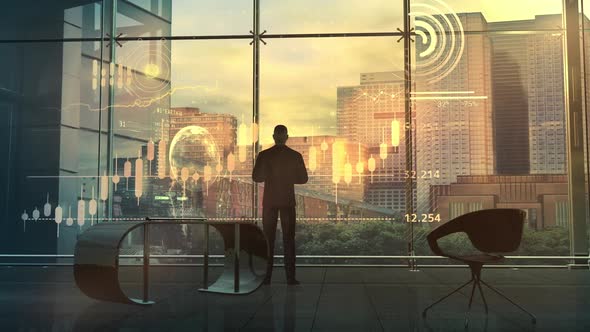 A Businessman Works With An Array Of Data HD alt