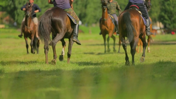 Russian Cossacks At Rehearsal Of Equestrian Formation