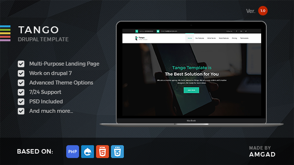 Tango - Responsive Multi-Purpose Landing Drupal Theme