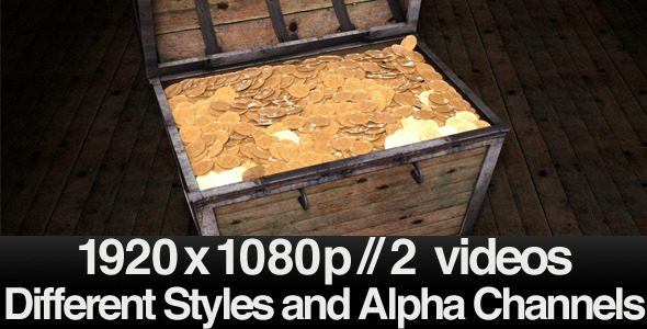 Treasure Chest Opening Filled with Gold - 2 Styles