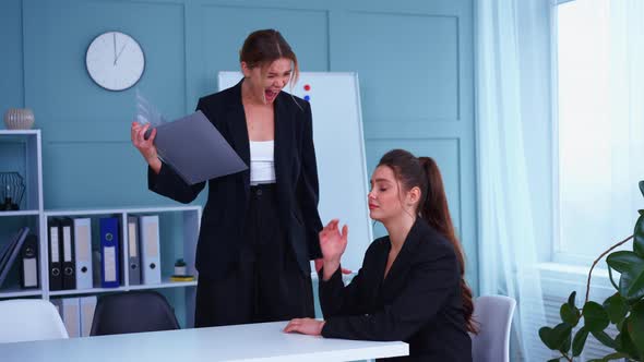 Boss Screaming at Frustrated Employee Bullying and Emotional Abuse at Work