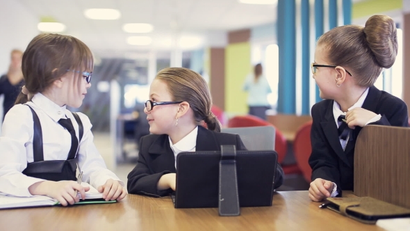 School Children Communicate And Laugh