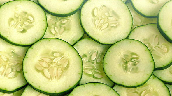 Fresh Cucumber Slices Rotating