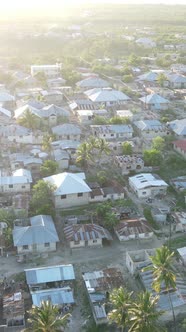 Zanzibar Tanzania  Aerial View of Houses Near the Coast Vertical Video