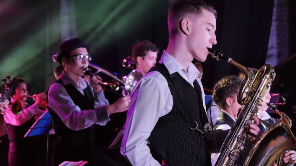 Children's Jazz Band Performs At The Theater During a Music Festival
