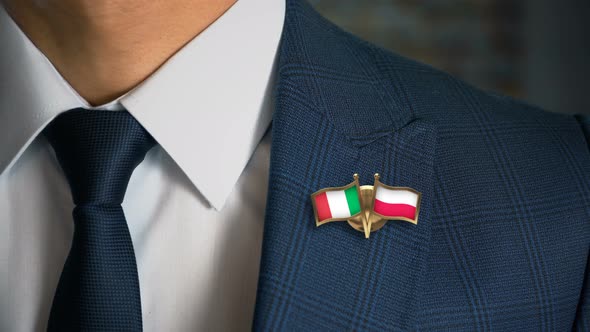 Businessman Friend Flags Pin Italy Poland