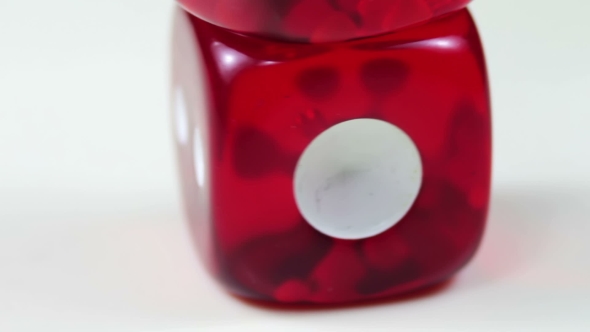 Dice Red Rotating On a White Background